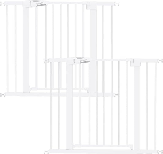 Babelio 26-40" Wide Baby Gate for Stairs & Doorways, 3 Ways Locking System with Auto-Close, Pressure Mounted No Drilling, Easy Install for Stairs, Hallway, Kitchen, Indoor Use, White (2 Pack)
