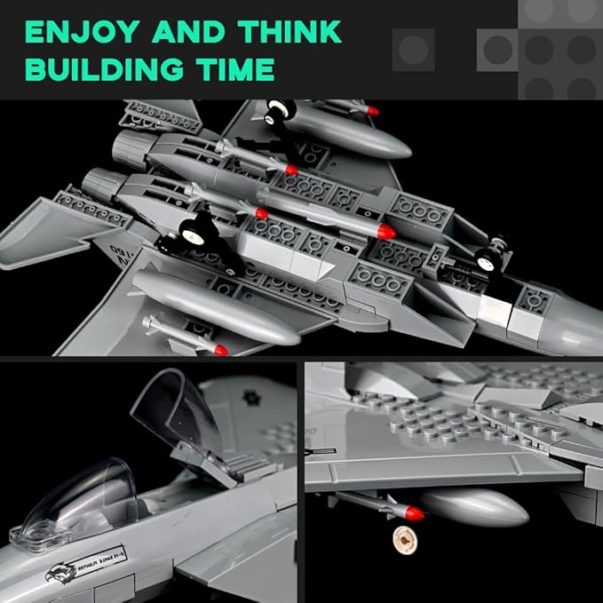 ArtorBricks F-15 Eagle Fighter Airplane Military Building Set - 223 Piece Model Kit for Adults, Collectors & Hobbyists