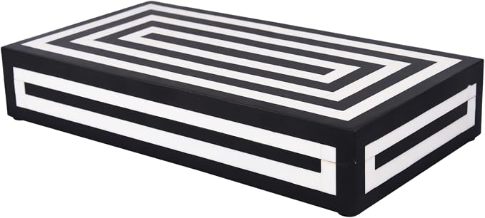 Handicrafts Home Large Decorative Storage Box 12x6– Coffee Table Organizer Box, Modern Home Décor Accent, Keepsake Memory Box, Jewelry Storage Box, Boho Decorative Box with Lid for Shelf, Mantle Decor