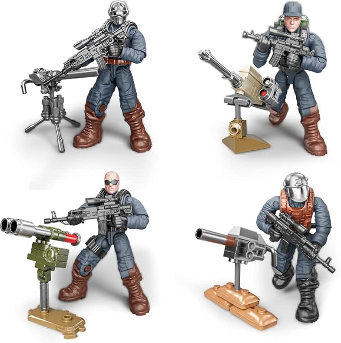 SWAT Mini Military Action Figure with Weapons and Accessories Building Blocks Playset, 8 PCS 1:36 Scale Police Figure, Multiple Movable Joints, Best Gift for Kids 8 9 10
