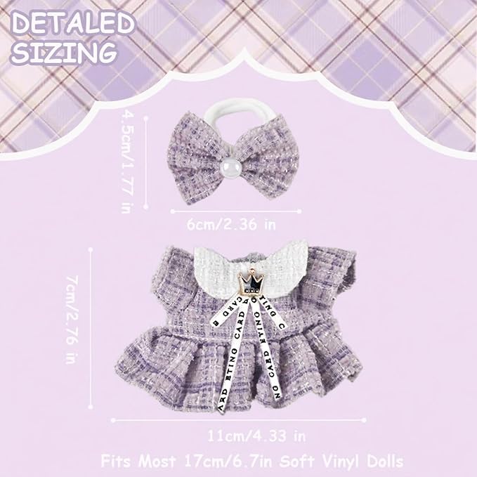Doll Outfit Set for 17cm, Premium Fashion Dresses with Accessories, Luxury Chic Doll Clothing & Style Bundle, (NO Doll)
