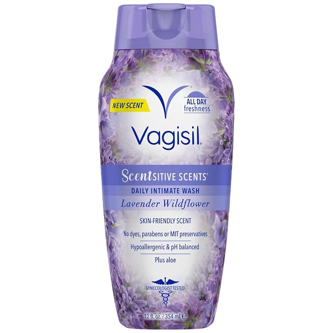 Vagisil Feminine Wash for Intimate Area Hygiene, Scentsitive Scents, pH Balanced and Gynecologist Tested, Spring Lilac, 12 oz (Pack of 1)