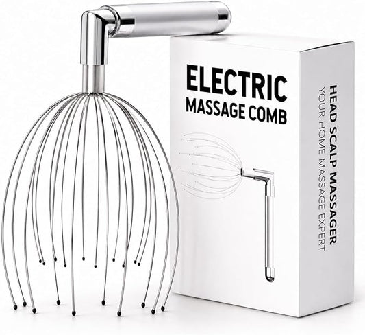 Head Massager Scalp, Vibrating Electric Scalp Massagers, Battery Powered Head Scratchers Massager Whisk Hair Massage Relax Tool with 20 Metal Fingers for Stress Relief, ldeal Gift for Women & Men