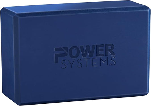 Power Systems Yoga Block | Commercial Grade Foam, Lightweight, Durable Ergonomic Support for Home and Studio Use | Yoga, Pilates, Meditation, Flexibility, and Balance with Textured Non-Slip Grip and Smooth Edges