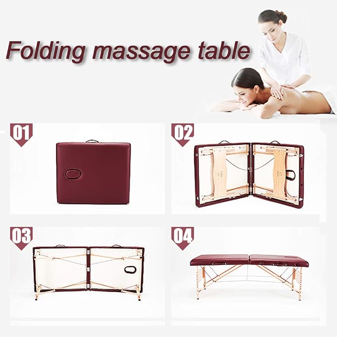 BestMassage Massage Bed Portable Massage Table 28 inch Wide Lash Bed Height Adjustable PU Leather 2 Folding with Oxford Bag for Spa Footmassage Facial CareSpa Tattoo