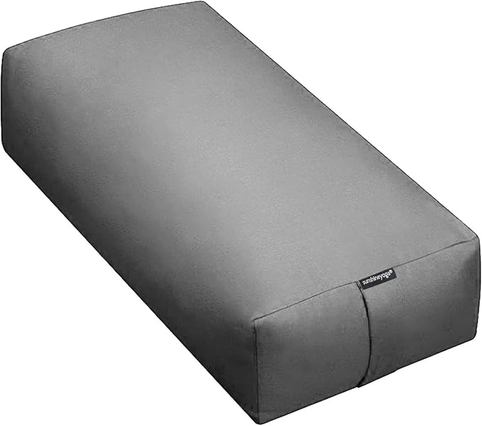 Extra Firm Large Yoga Bolster, 24" x 12" x 6" Cinched OR Zippered Yoga Pillow, Rectangular Cotton Cushion With Removable Cover for Studios, 1 Pack or 2 Pack