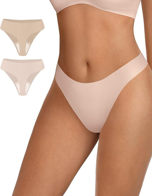 Vertvie Seamless Thongs for Women No Show Thong Panty Liners Invisible Workout Panties Sexy Breathable G-String Underwear