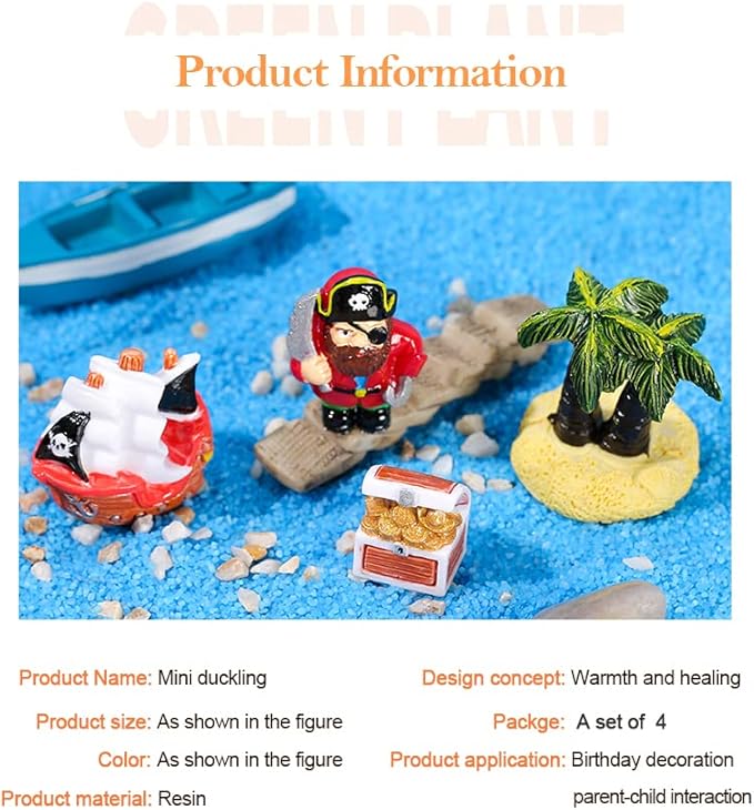 Pirate Theme Figures Miniature Play Set Mini Pirate Ship Collection Playset Cake Toppers for Fairy Garden Ornament, Landscape Scenes,Dollhosue,Party Favor