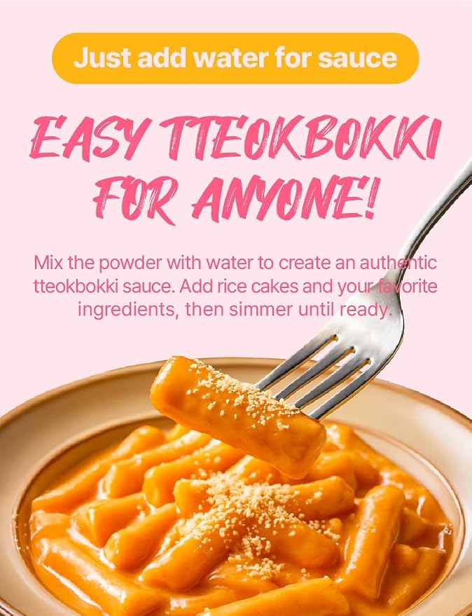 Nice Witch's Secret Recipe Korean Rose Tteokbokki Powder Sauce 12 servings – Perfect for Sweet and Spicy Rice Cake Dishes, Easy and Quick to Make, 10.6 oz (300g) / 로제 떡볶이 소스