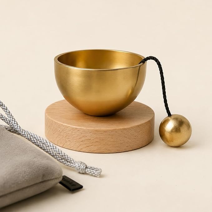 Mini Singing Bowl Set,Portable Brass Meditation Sound Bowl for Yoga,Chakra Healing,Stress Relief & Mindfulness,Self Regulation Tools,Handheld Singing Bowl,Unique Spiritual Gift for Women and Men