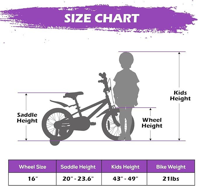 WEIZE Kids Bike,14 16 20 Inch Children Bicycle for Boys Girls Ages 3-12 Years Old, Rider Height 32-60 Inch, Coaster Brake, Multiple Color Options