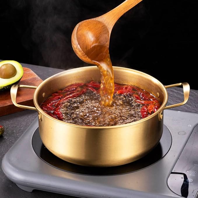 Kichvoe Stainless Steel Noodle Pot with Lid Portable Korean Ramen Pot for Soup Porridge and Noodles 9.76 X 7.08 X 3.93 in Lightweight Kitchen Cookware for Camping Hiking and Picnic