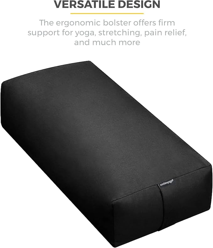 Extra Firm Large Yoga Bolster, 24" x 12" x 6" Cinched OR Zippered Yoga Pillow, Rectangular Cotton Cushion With Removable Cover for Studios, 1 Pack or 2 Pack