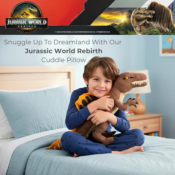 Jurassic World Rebirth Spinosaurus Cuddle Pillow, Kids Bedding Super Soft Plush Pillow, (Officially Licensed Product) by Franco