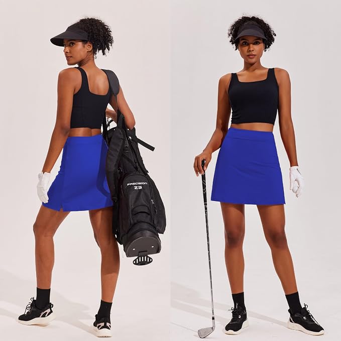 Ekouaer 16" Skorts for Women with Pockets Golf Pickleball Tennis Skirt | Silicone Grippers,2 Inner Pockets,Wide Waist,Side Slit Hem,Breathable,Soft,Lightweight