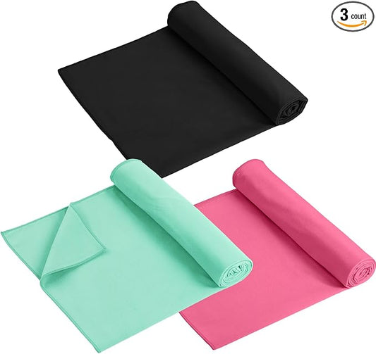 Breling 3 Pack 26"x73" Hot Yoga Mat Towel Pack Non-Slip Yoga Mat Gym Sweat Absorbent Microfiber Towel for Pilates Workout Women Men