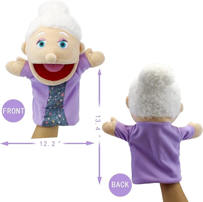 Family Hand Puppets,Puppets for Kids Role Paly Family Members 13.4 INCH Multi-Ethnic Puppets Plush Soft Hand Puppets Family Puppets Story Toys,Puppets for Girls Boys Finger Puppets Puppet Set Gifts