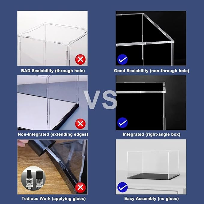 Acrylic Display Case for Collecibles, Clear Square Acrylic Box for Figures Statues Toys and Trophy, 14.5" L x 11" W x 11" H
