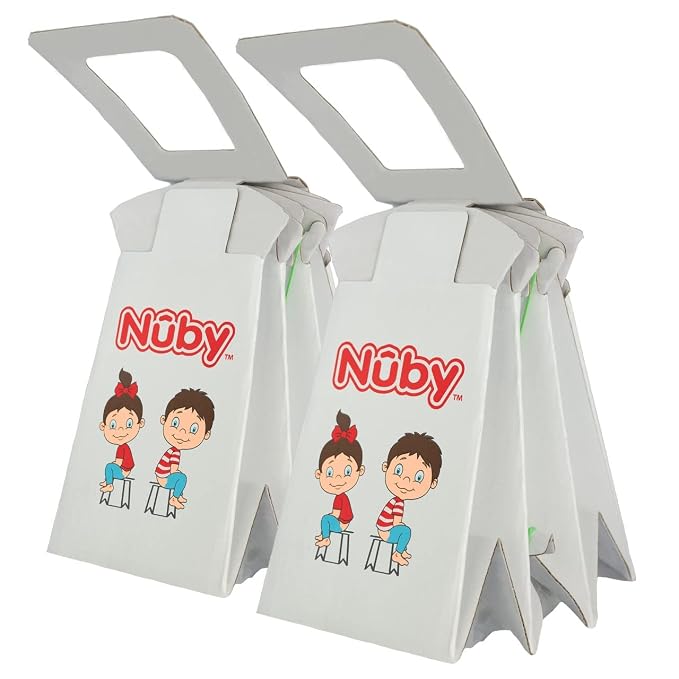 Nuby Disposable Travel Potty with Liner - Foldable and Portable Potty; Toddler Potty Essential for Camp, Trips, & Car Rides - Travel Potty for Toddler, 2 Pack