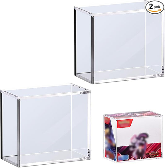 2 PCS PKMN Booster Box Acrylic Case, 5MM Acrylic Display Case, Clear Ultra Boxes for Display Compatible with PKMN Booster Boxes, Dustproof and Waterproof Display Box
