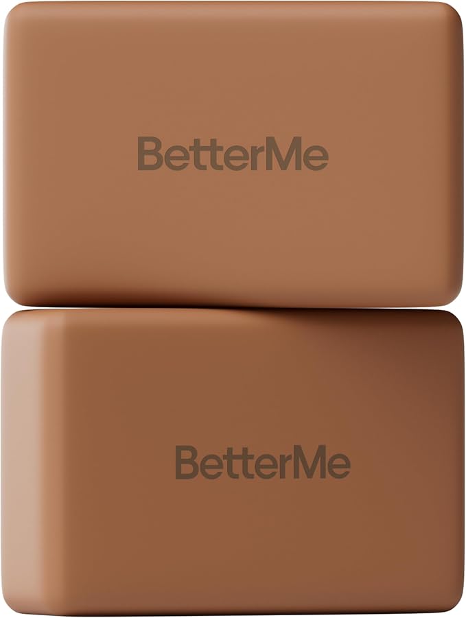 BetterMe Yoga Blocks Set of 2 – High Density Foam Yoga Blocks for Stretching, Pilates & Workouts – Lightweight Non-Slip Exercise Blocks for Flexibility & Balance