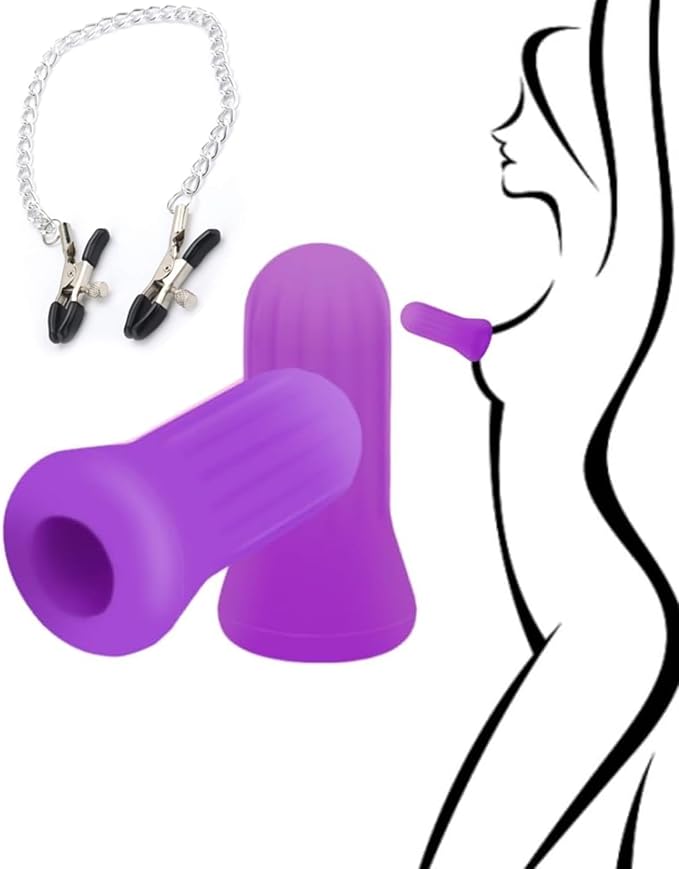 VZL Adjustable Metal Nipple Clamps Necklace Entertainment Chain Clip for Women/Man Non-Piercing Nipplerings Clip On Nipple Rings Decorative Clip for Clothing Accessories Suction Cup (Silvery)