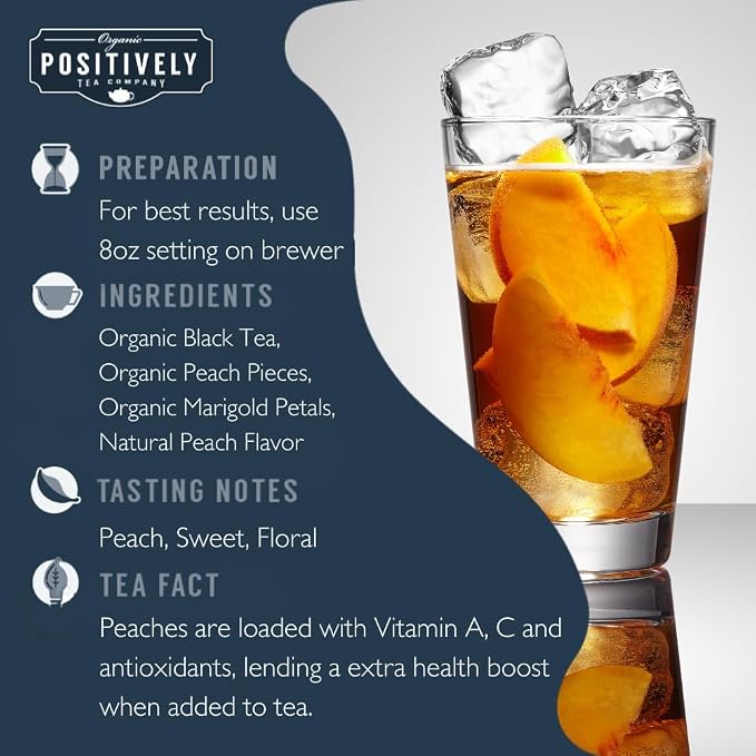 Organic Positively Tea Company, Juicy Peach Black Tea, K-Cup Compatible, 24 Pods