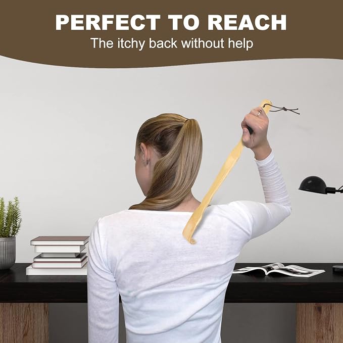 YIMICOO Wooden Bamboo Back Scratcher, 17 Inch Long Handle Back Scratchers for Adults Men Women, with Beautiful Gift Packaging (3 Pack)