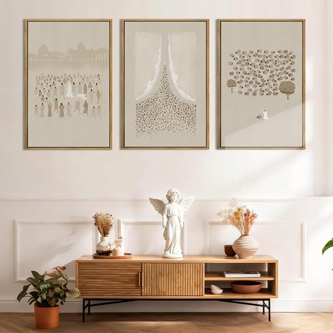 BINCUE Framed Jesus Wall Art Set of 3 Jesus Lamb Wall Decor Lamb of God Art Print for Living Room Bedroom Church 16x24 Inch