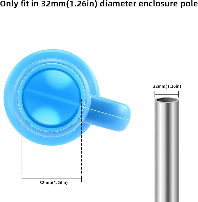 1.26" Diameter Trampoline Enclosure Pole Cap for Net Hook, 6 Pieces, Blue, Only Fit in 32mm(1.26in) Diameter Trampoline Pole