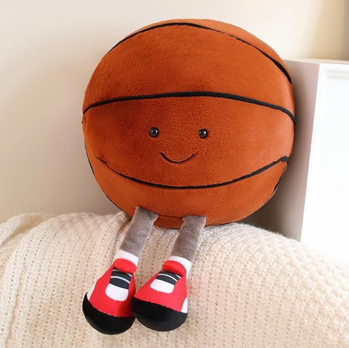 13.7inch Football Plush Toys,Rugby Stuffed Sports Balls Toy,with feet Creative Soccer Doll,Cute Fun Soft Plush Ball,Plush Stuffed Spherical Soft Toys Sports Throw Pillow Cushion Kids Gift (Basketball)
