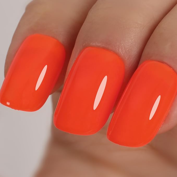 Neon Orange Red Gel Polish,15ml UV Lamp Soak Off Bright Orange Gel Nail Polish for Manicure Salon or DIY Nail Art at Home,Spring Summer Colors - GP0084