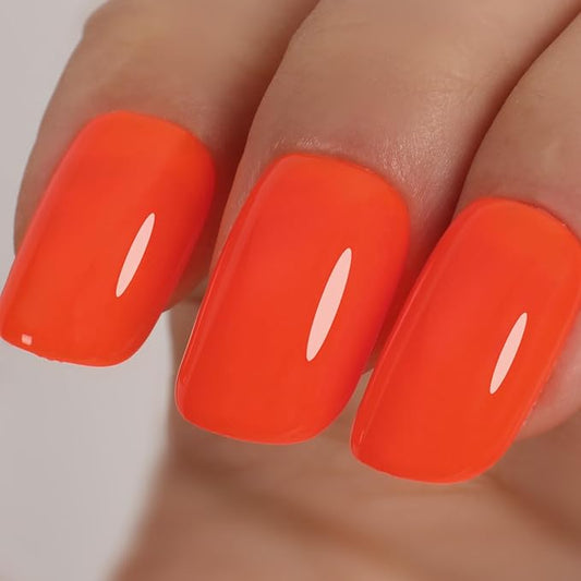 Neon Orange Red Gel Polish,15ml UV Lamp Soak Off Bright Orange Gel Nail Polish for Manicure Salon or DIY Nail Art at Home,Spring Summer Colors - GP0084