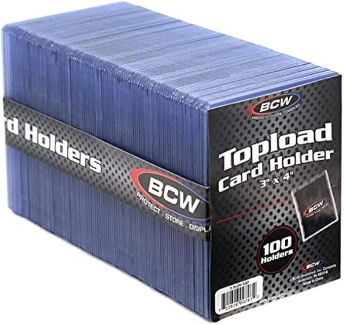 BCW 3x4 Standard Topload Card Holders | 100 Pack | Top Loaders for Cards | Rigid Card Protector | Fits Standard Size Cards Up to 35pt