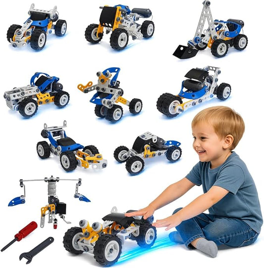 10-in-1 STEM Toys for 5 6 7 8+ Year Old Boys Girls, Electric Building Toys Erector Set for Kids, Motorized Educational Toys Building Kit