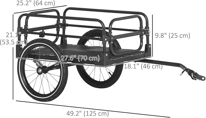 Aosom Bike Cargo Trailer Bike Wagon Bicycle Trailer with Suspension, Triple Safety Features, 16'' Wheels, 88 lbs Max Load