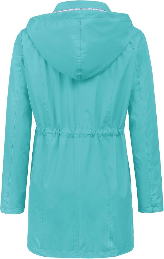 LOMON Raincoat Women Waterproof Long Hooded Trench Coats Lined Windbreaker Travel Jacket S-XXL