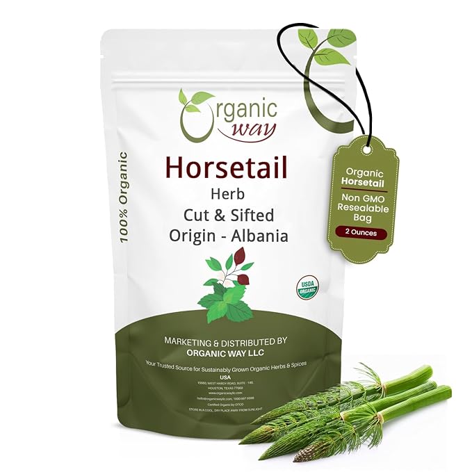 Organic Way Horsetail Herb Cut & Sifted (Equisetum arvense) - Herbal Tea | European Wild-Harvest | Kosher & USDA Certified | Vegan, Non-GMO & Gluten Free | 100% Raw from Albania (2 Ounce (Pack of 1))