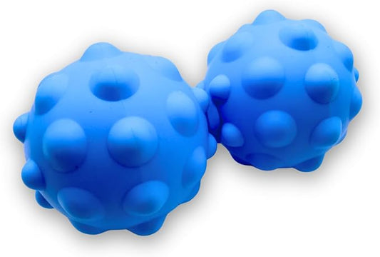 Adjustable Peanut Massage Ball, Dual Textured Massage Roller with Customizable 5-8 Inch Width for Back, Neck, Legs, Calves and Hamstrings, Lightweight TPE Self-Massage Tool, Blue
