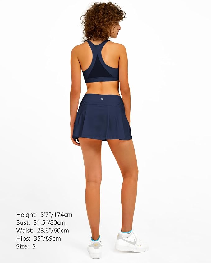 Stelle Women Tennis Skirt High Waisted Athletic Golf Skorts with Pockets | Tummy Control, Built-In Shorts, Deep Pockets, Pleated, Breathable, Lightweight, Tennis, Golf, Pickleball, Running, Workout