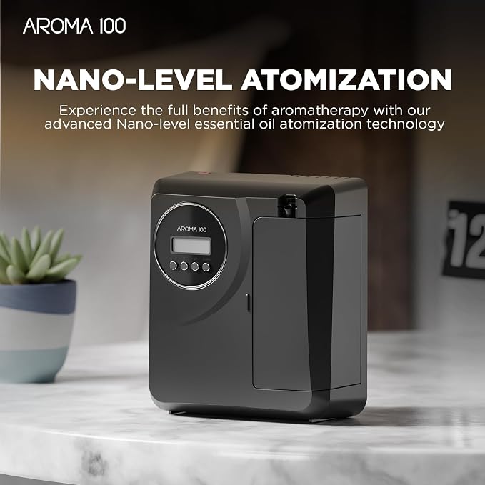 Waterless Diffuser for Essential Oil 2000sq.ft Coverage, APP Control, Hotel Scent Diffuser for Home, Nebulizer Nano Air Freshener Smart Aromatherapy Cold Air Diffusers for Large Room, Office - Black