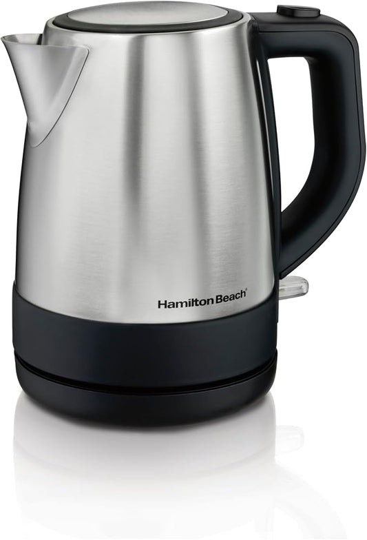 Hamilton Beach Electric Tea Kettle, Water Boiler & Heater, 1 L, Cordless, Auto-Shutoff & Boil-Dry Protection, Stainless Steel (40998)