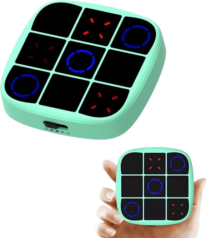 Tendry Tic Tac Toe Electronic Game - 3-in-1 Portable Travel Board Game for Kids & Adults, Handheld LED Puzzle Games for Family Fun, Educational Christmas Birthday Gifts for Ages 3+(Green)