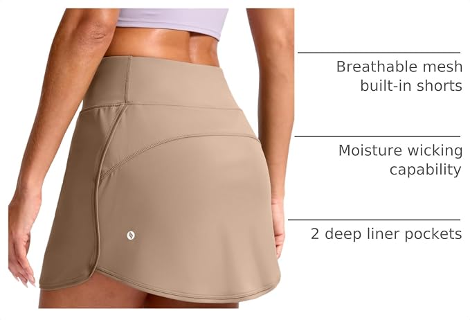 Skorts for Women with Pockets High Waisted Golf Skirts | Built-in Shorts, A Line, Athletic, Casual, Pickleball, Tennis Skirt