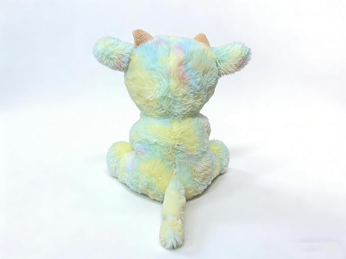 Cute Cow Plush Stuffed Animal Doll Toy 8 inch for Girls Boys (sit Cow CAI Green