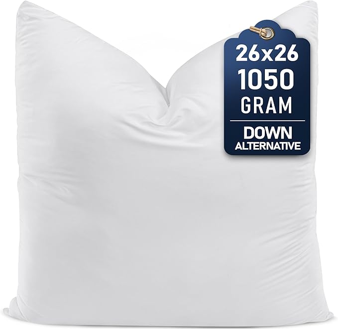 Utopia Bedding Throw Pillows, 26x26 Pillow Inserts, Pack of 1, White | Down Alternative Throw Pillow Inserts, Couch Pillows for Indoor Decor, Plush & Supportive, Decorative Cushion for Sofa, White