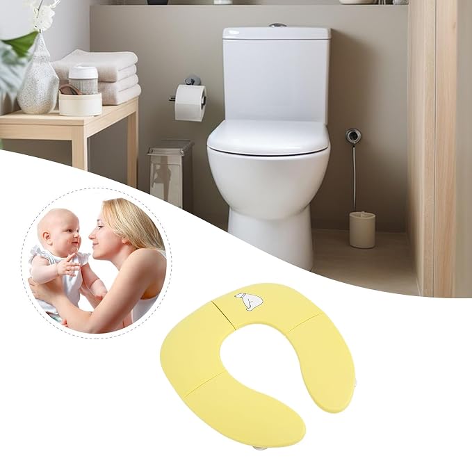 Folding Travel Potty Training Seat for Toddlers, Foldable Toilet Seat Cover with Non Slip Suction Cup (Yellow)