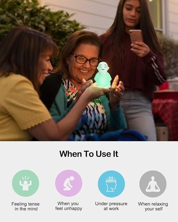 Set of 2 Stress Relief Night Light for Mindfulness - Guided Visual Meditation Tool for Women Men- Relaxing Self Care for Adults Kids