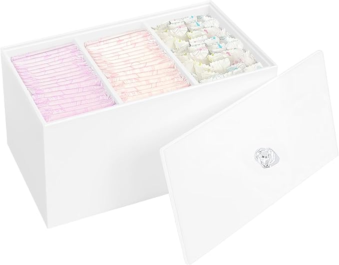 Tampon Holder Organizer for Bathroom Women Pad Container Storage Box, White