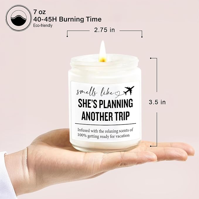 Travel Gifts for Women – 7OZ Scented Candle & Makeup Bag | Mothers Day, Unique Gift for Women, Relaxing Aromatherapy, Stylish Cosmetic Bag for Travelers, Travel Gifts